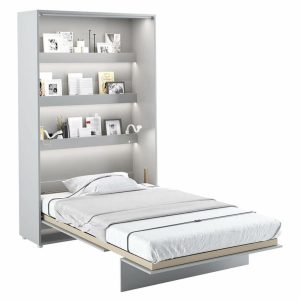 Vysoká sklápěcí postel ve skříni MONTERASSO, 120x200cm, šedá