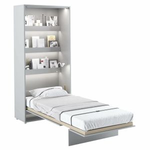 Vysoká sklápěcí postel ve skříni MONTERASSO, 90×200, šedá