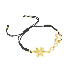 Ochranný náramek se zlatou troj ozdobou s kamínky