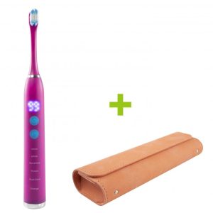 Sonický elektrický zubní kartáček OXE Sonic T1 a cestovní pouzdro, růžová