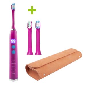 Sonický elektrický zubní kartáček OXE Sonic T1, cestovní pouzdro a 2x náhradní hlavice, růžová