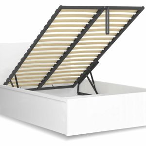 Postel jednolůžko s úložným prostorem a roštem TETRIS 120×200,  bílá lesk