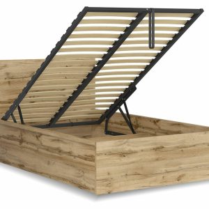 Postel jednolůžko s úložným prostorem a roštem TETRIS 140×200,  dub wotan