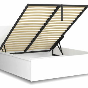 Postel dvoulůžko s úložným prostorem a roštem TETRIS 160×200,  bílá lesk