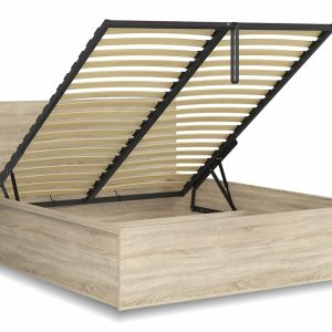 Postel dvoulůžko s úložným prostorem a roštem TETRIS 160×200,  dub sonoma