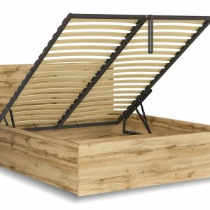 Postel dvoulůžko s úložným prostorem a roštem TETRIS 160×200,  dub wotan