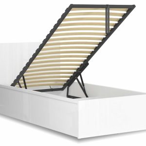 Postel jednolůžko s úložným prostorem a roštem TETRIS 90×200,  bílá lesk