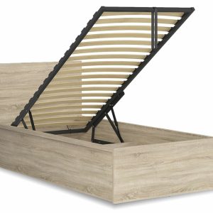 Postel jednolůžko s úložným prostorem a roštem TETRIS 90×200,  dub sonoma