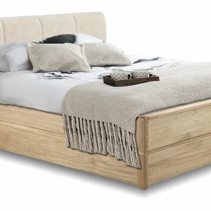Postel s úložným prostorem a roštem Atlantik, masiv dub přírodní – krémová
