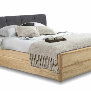 Postel s úložným prostorem a roštem Atlantik, masiv dub přírodní – grafit