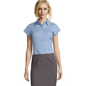 Dámská číšnická halenka SOL´S krátký rukáv – světla Modrá L