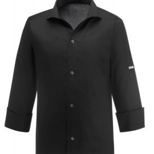 Kuchařský rondon EGOchef VIP s košilovým střihem UNISEX – černý – dlouhý rukáv L