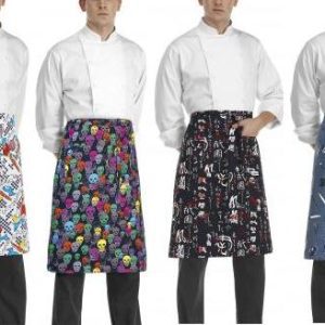 Kuchařská zástěra nízká s kapsou EGOchef – různé vzory barevné smrtky