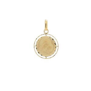 Zlatá kulatá madonka Boží Matky s dítětem