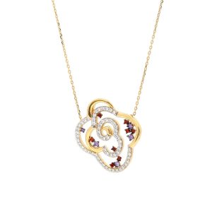 Zlatý řetízek FLOWER s kamínky