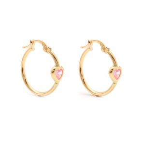 Zlaté dívčí náušnice kruhy se srdcem