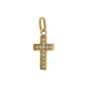 Zlatý KŘÍŽEK s bílými kamínky