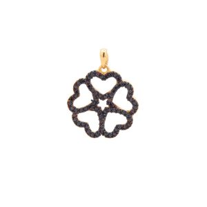 Zlatý přívěsek HEARTS s černými zirkony