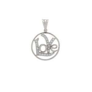 Zlatý přívěsek LOVE white