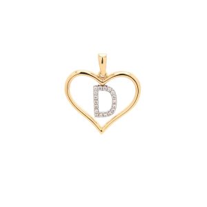 Zlatý přívěsek písmenko D v srdci