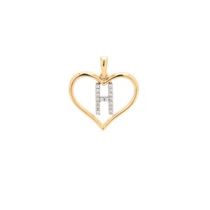 Zlatý přívěsek písmenko H v srdci