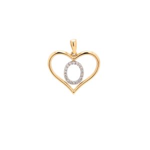 Zlatý přívěsek písmenko O v srdci