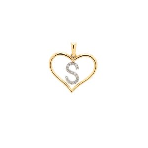 Zlatý přívěsek písmenko S v srdci