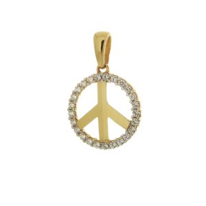 Zlatý přívěsek s bílými kamínky