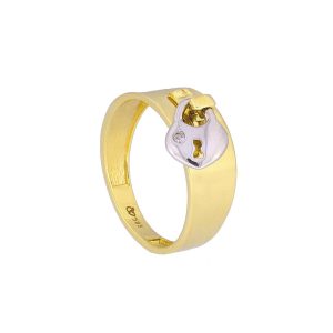 Zlatý prsten s BÍLÝM ZÁMKEM