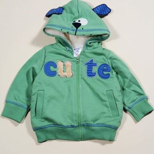 mikina dětská s kapucí, Sobe, 15KENSSRT52, zelená – 56/62 | 0-3m