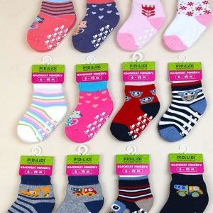 ponožky kojenecké FROTÉ protiskluzové, Pidilidi, PD0119, mix – 68/80 | 6-12m