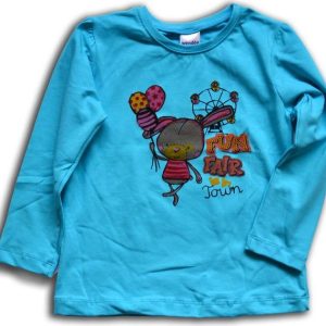 tričko dívčí, dlouhý rukáv, Wendee, OZKB102579-0, tyrkysová – 98 | 3roky