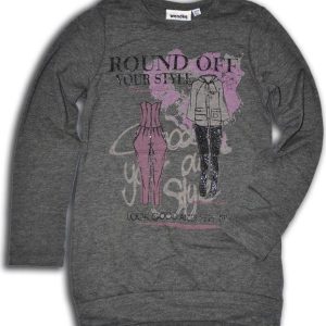tričko dívčí, dlouhý rukáv, Wendee, BTS39230-1, šedá – 98 | 3roky