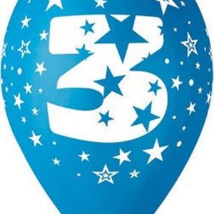 Balónek nafukovací – sada 5ks ČÍSLO „3“, Smart Balloons, W040541