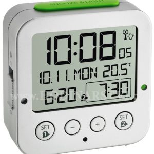 Digitální budík s hodinami řízenými DCF signálem TFA 60.2528.54 BINGO – stříbrný