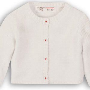 Svetr kojenecký celopropínací dívčí, Minoti, Parade 2, bílá – 86/92 | 18-24m