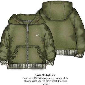 Mikina kojenecká celopropínací, Minoti, Camel 2, khaki – 86/92 | 18-24m