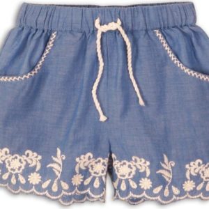 Kraťasy dívčí bavlněné vyšívané, Minoti, Picnic 5, modrá – 116/122 | 6/7let