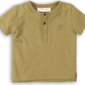 Tričko chlapecké s krátkým rukávem, Minoti, 1HENLEY 6, khaki – 116/122 | 6/7let