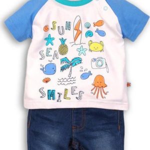 kalhoty riflové a tričko, Minoti, SURF 3, kluk – 86/92 | 18-24m