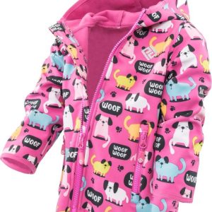 dívčí softshellová bunda s potiskem a pevnou kapucí, Pidilidi, PD1088-03, růžová – 68/74
