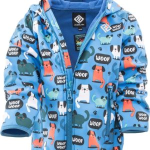 chlapecká softshellová bunda s potiskem a pevnou kapucí, Pidilidi, PD1088-02, modrá – 68/74