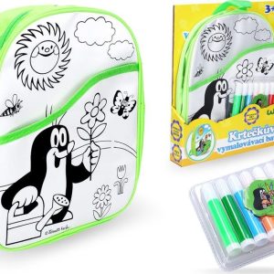 Batoh Krtek vymalovávací zelený 30 cm + 8 fixů, Wiky, W006177