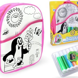 Batoh Krtek vymalovávací růžový 30 cm + 8 fixů, Wiky, W011820