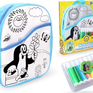 Batoh Krtek vymalovávací modrý 30 cm + 8 fixů, Wiky, W011819