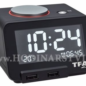 Digitální budík s funkcí USB nabíjení TFA 60.2017.01 Homtime – černý