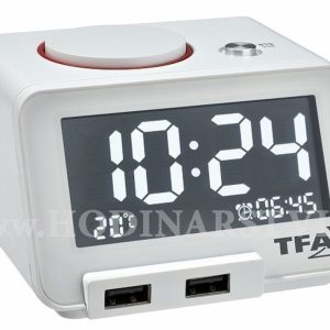 Digitální budík s funkcí USB nabíjení TFA 60.2017.02 Homtime – bílý