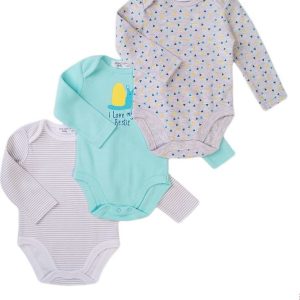 Body kojenecké dlouhý rukáv 3pack, Minoti, Snail 8, modrá – 56/62 | 0-3m