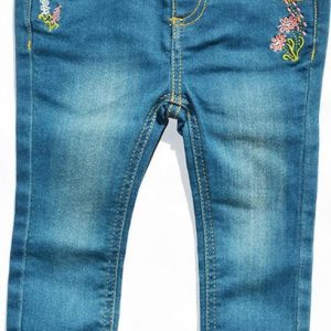 Kalhoty dívčí džínové, vyšívané, Minoti, FOREST 12, holka – 80/86 | 12-18m