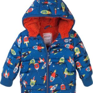 Bunda chlapecká Puffa podšitá chlupem, Minoti, Beam 1, modrá – 92/98 | 2/3let